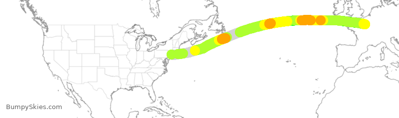 Turbulence forecast map for AFR011, JFK to CDG