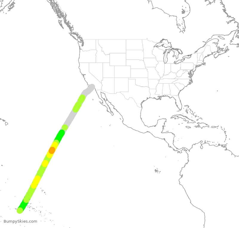 Turbulence forecast map for AFR018, LAX to PPT