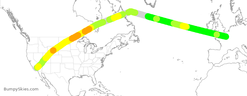Turbulence forecast map for AFR019, LAX to CDG