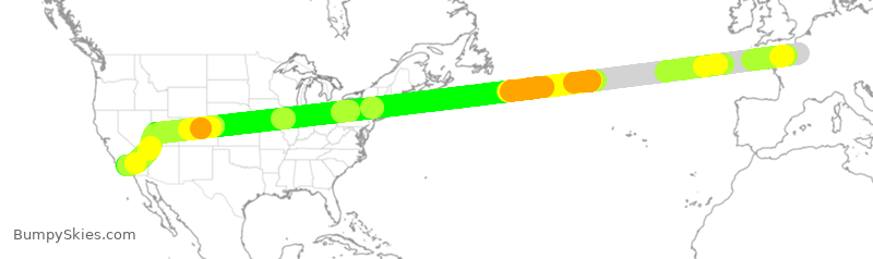 Turbulence forecast map for AFR020, FPG to LAX