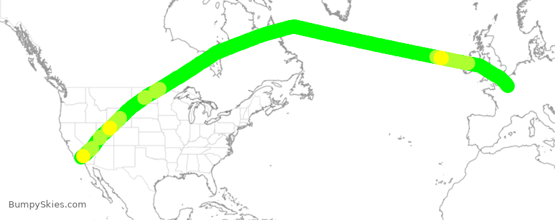 Turbulence forecast map for AFR021, LAX to CDG