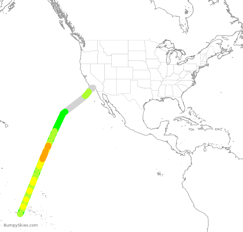 Turbulence forecast map for AFR026, LAX to PPT