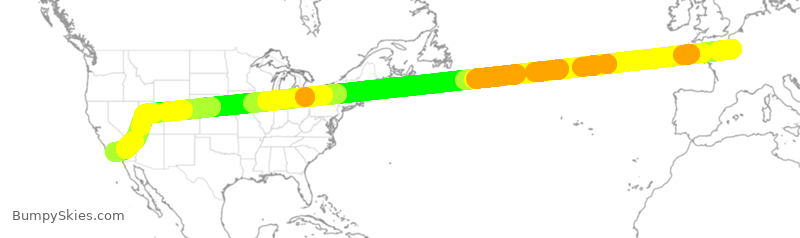 Turbulence forecast map for AFR028, CDG to LAX