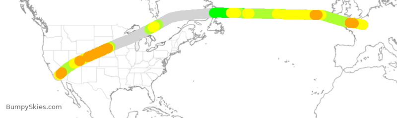 Turbulence forecast map for AFR029, LAX to CDG