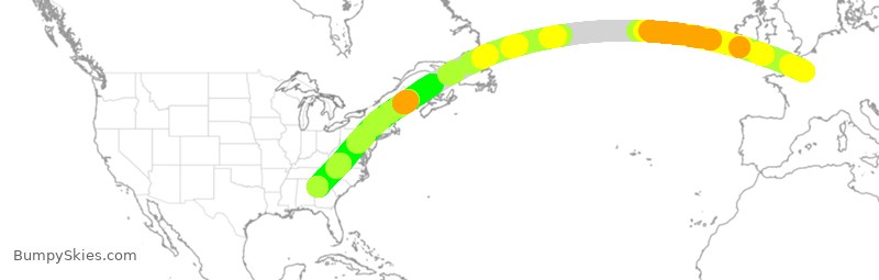 Turbulence forecast map for AFR030, CDG to ATL