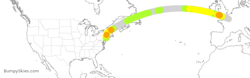 Turbulence forecast map for AFR062, CDG to EWR