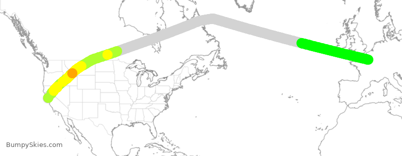 Turbulence forecast map for AFR081, SFO to FPG