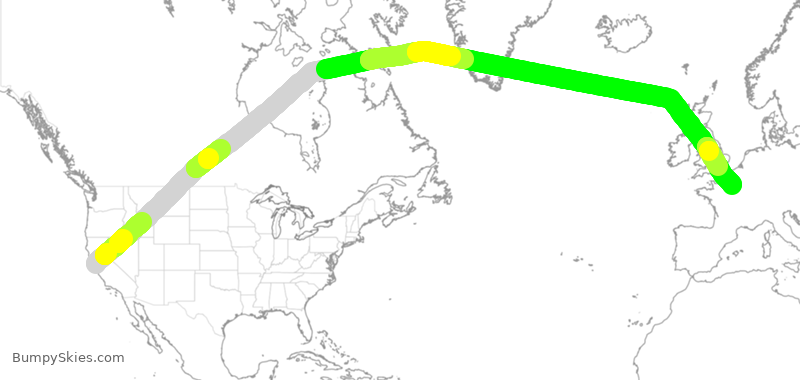 Turbulence forecast map for AFR085, SFO to CDG
