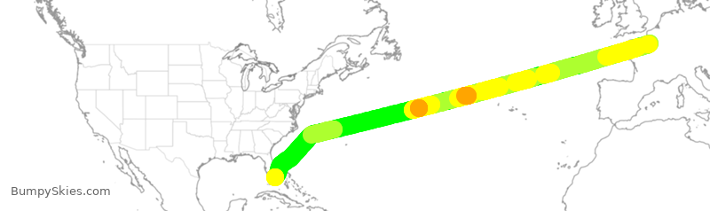 Turbulence forecast map for AFR090, FPG to MIA
