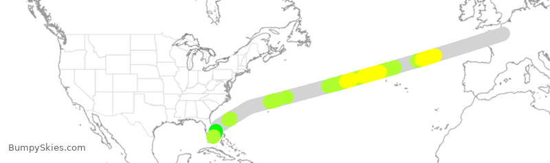 Turbulence forecast map for AFR092, CDG to MIA