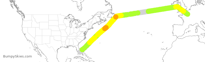 Turbulence forecast map for AFR093, MIA to FPG