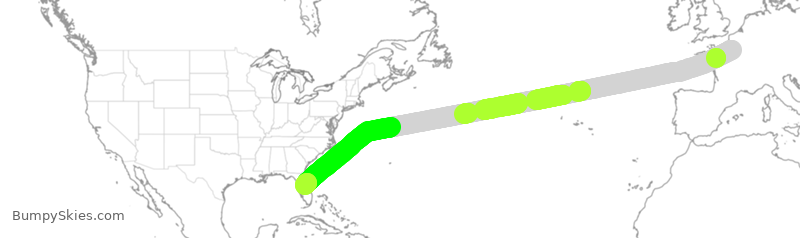Turbulence forecast map for AFR096, CDG to MCO