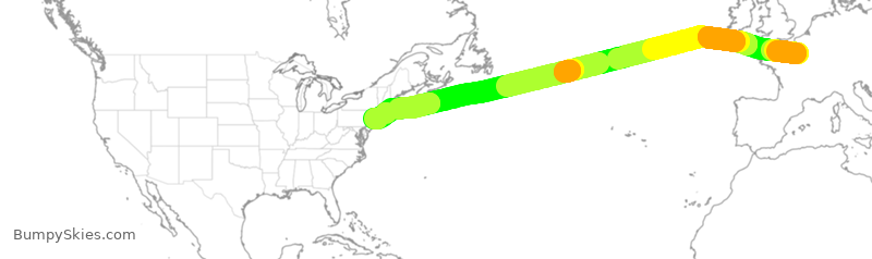 Turbulence forecast map for AFR10, CDG to JFK