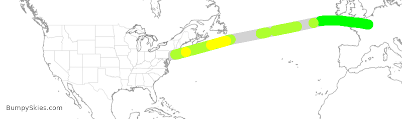 Turbulence forecast map for AFR11, JFK to CDG