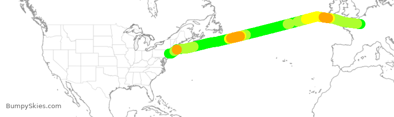 Turbulence forecast map for AFR12, CDG to JFK