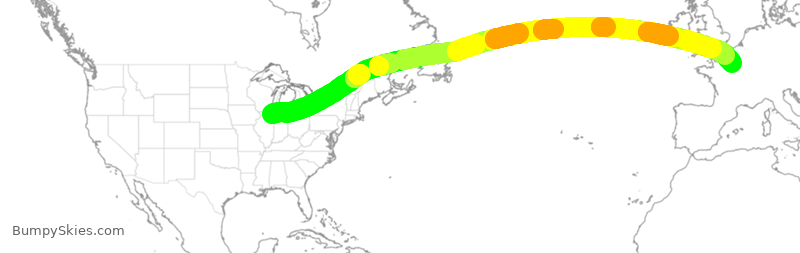 Turbulence forecast map for AFR137, ORD to CDG