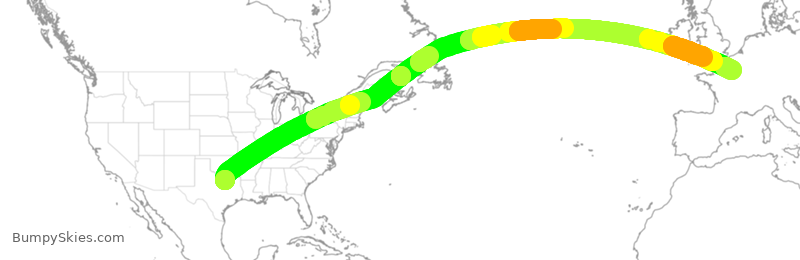 Turbulence forecast map for AFR159, DFW to CDG