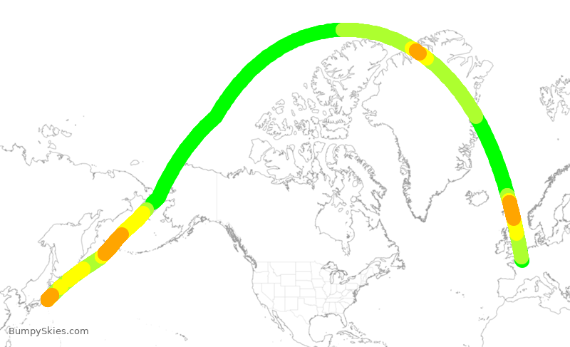 Turbulence forecast map for AFR163, HND to CDG