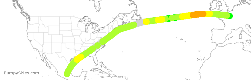 Turbulence forecast map for AFR173, MMX to FPG