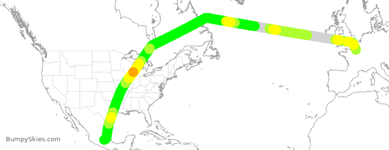 Turbulence forecast map for AFR178, CDG to MEX