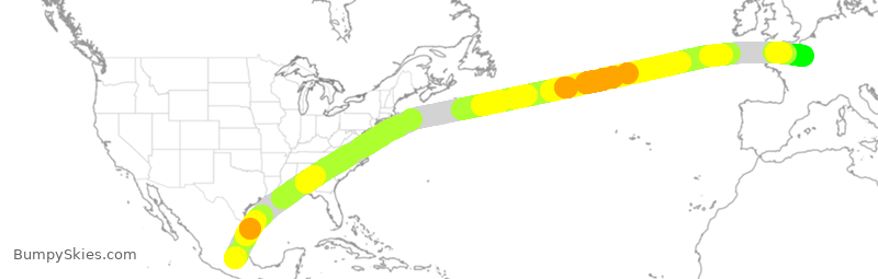 Turbulence forecast map for AFR179, MEX to CDG