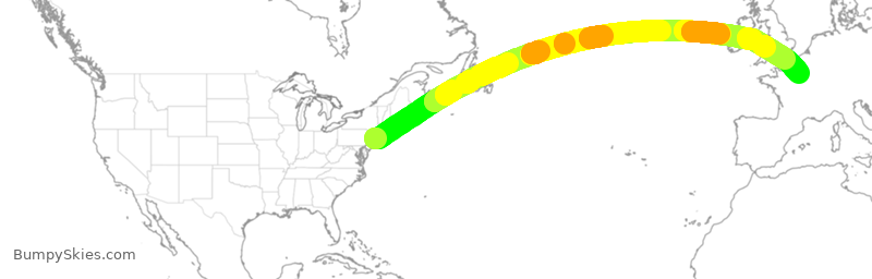 Turbulence forecast map for AFR1, JFK to CDG