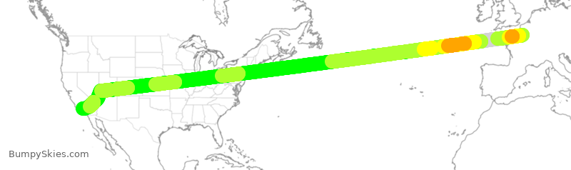 Turbulence forecast map for AFR20, CDG to LAX