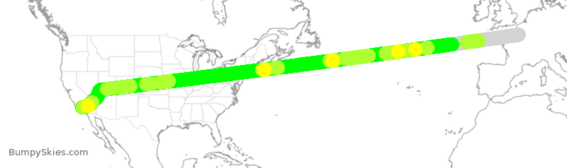 Turbulence forecast map for AFR22, CDG to LAX
