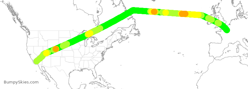 Turbulence forecast map for AFR23, LAX to CDG
