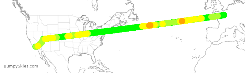 Turbulence forecast map for AFR24, CDG to LAX