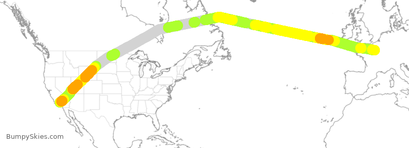 Turbulence forecast map for AFR25, LAX to CDG