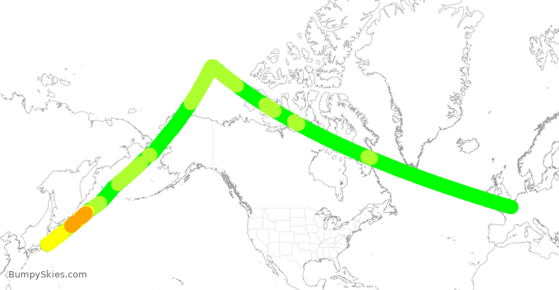 Turbulence forecast map for AFR279, HND to CDG
