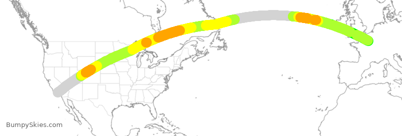 Turbulence forecast map for AFR27, LAX to CDG