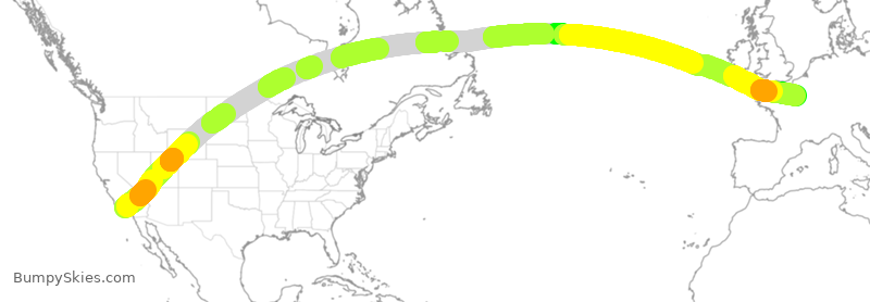 Turbulence forecast map for AFR29, LAX to CDG