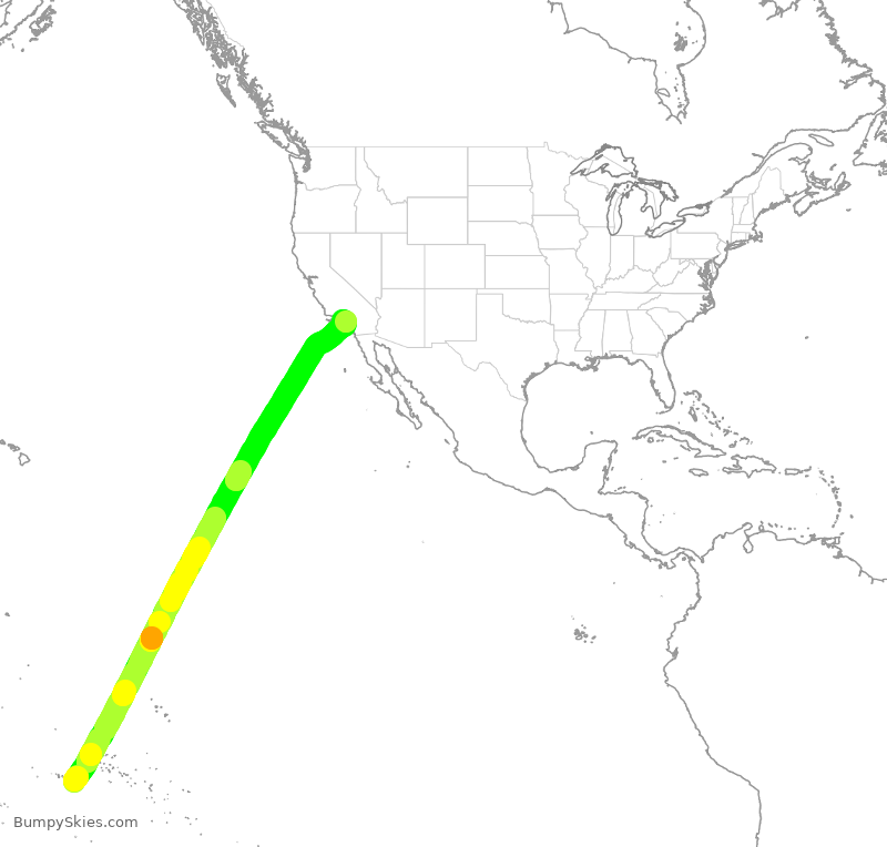 Turbulence forecast map for AFR29, PPT to LAX