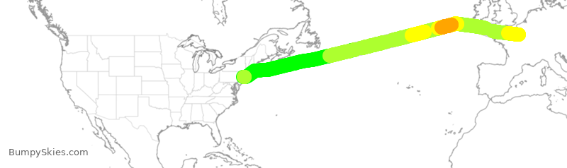 Turbulence forecast map for AFR2, CDG to JFK