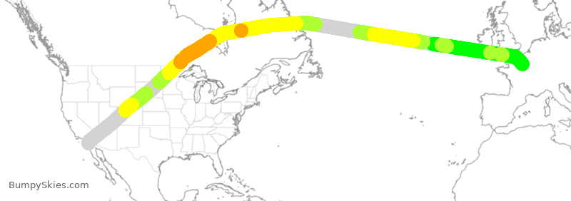 Turbulence forecast map for AFR303, SAN to FPG