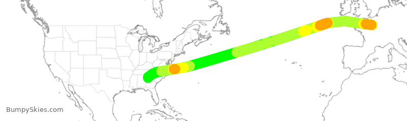 Turbulence forecast map for AFR30, CDG to ATL