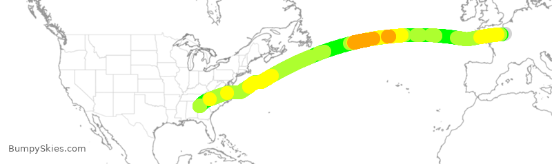 Turbulence forecast map for AFR32, CDG to ATL