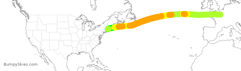 Turbulence forecast map for AFR332, CDG to BOS