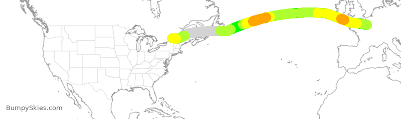 Turbulence forecast map for AFR345, YUL to CDG