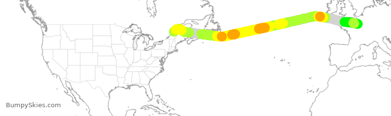 Turbulence forecast map for AFR353, YQB to CDG