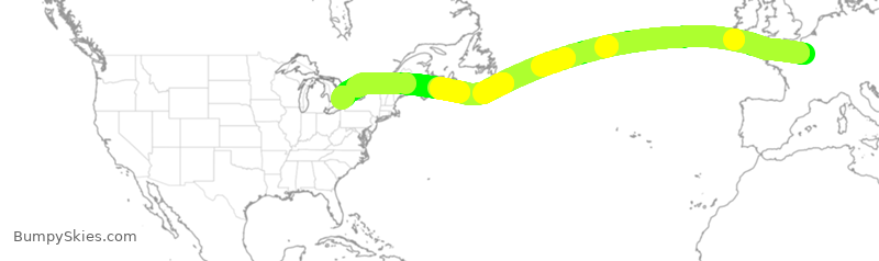 Turbulence forecast map for AFR356, CDG to YYZ