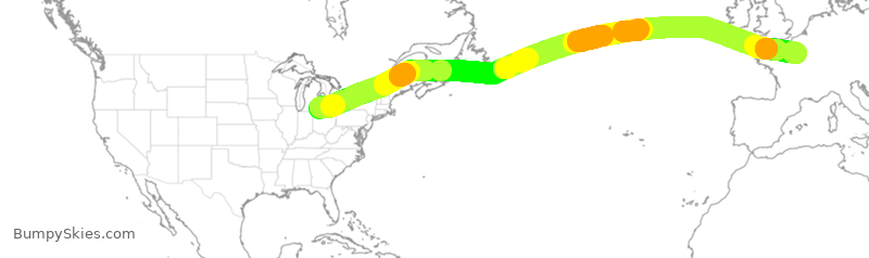 Turbulence forecast map for AFR377, DTW to CDG