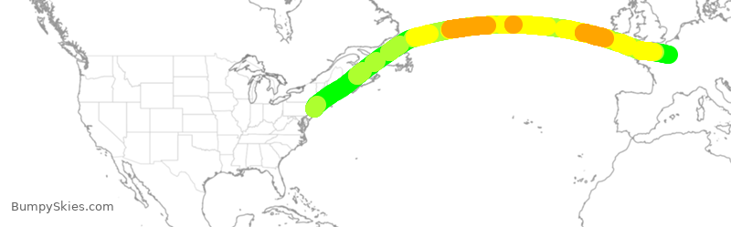 Turbulence forecast map for AFR3, JFK to CDG
