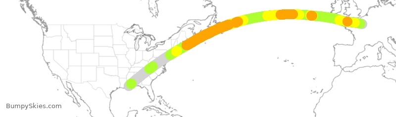 Turbulence forecast map for AFR4001, MSY to CDG