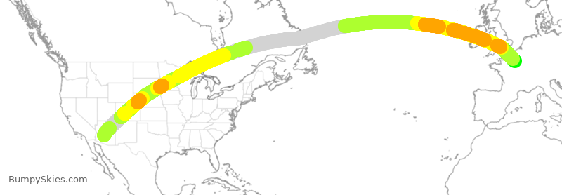 Turbulence forecast map for AFR4081, PHX to CDG