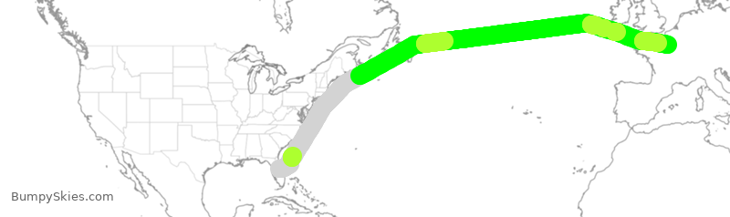 Turbulence forecast map for AFR4083, MCO to CDG