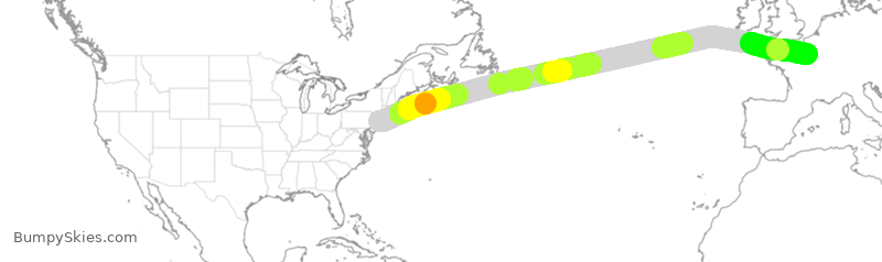 Turbulence forecast map for AFR4091, JFK to CDG