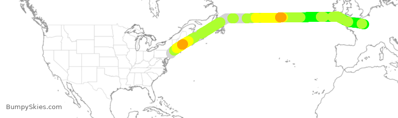 Turbulence forecast map for AFR4193, JFK to CDG